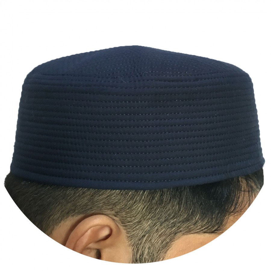 Navy Blue Premium Quality Quilted Turban Cap / Hat / Kufi IBZ-402-4
